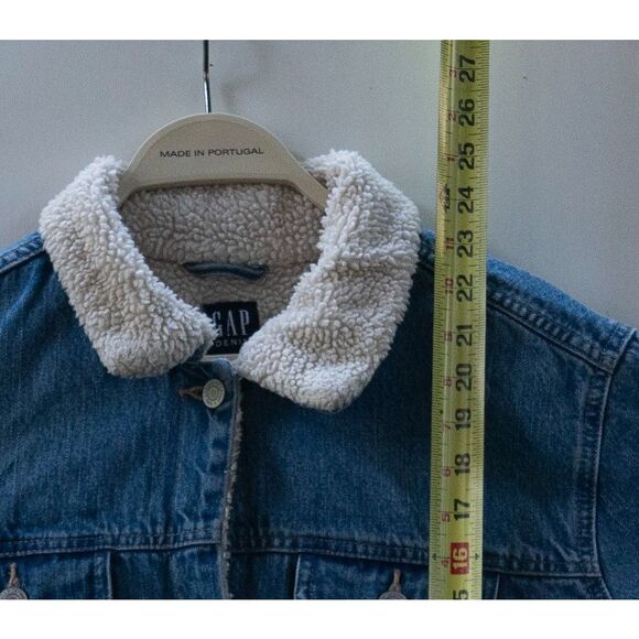 Gap Jacket Women's Denim Trucker Sherpa Lined Collar‎ Casual Size XL - Picture 3 of 5